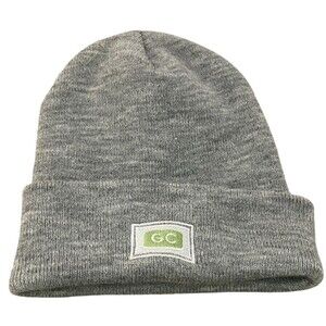 Gray Beanie Cuffed Stretch Cozy‎ Knit Hat GC Patch Outdoor Snowcore Green Chef